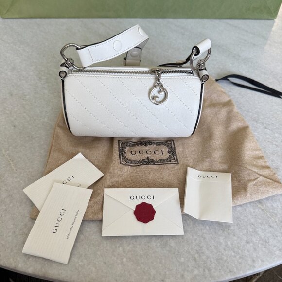 Gucci 760710 Blondie Mini Cylinder Shoulder Bag White Leather - Picture 3 of 15